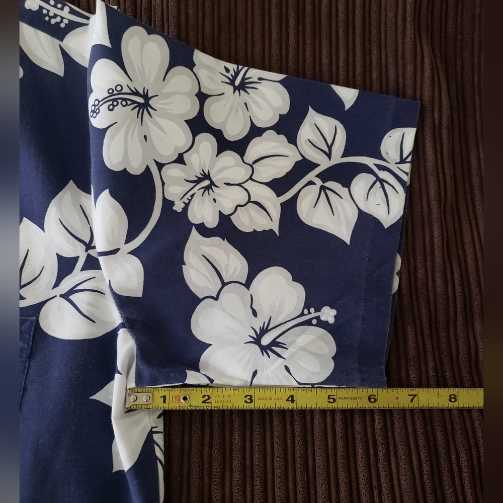 Royal Creations Navy and White Tropic Hawaiian Shirt Made in Hawaii Men's Large - Picture 12 of 12